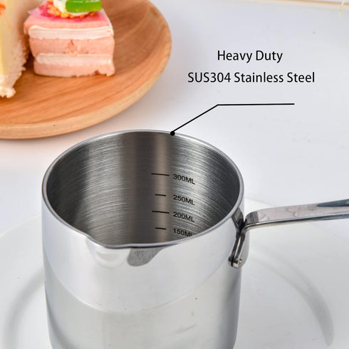 IMEEA Butter Warmer Turkish Coffee Pot - Mini Saucepan with Spout, 18/10 Tri-Ply Stainless Steel (10oz/300ml)
