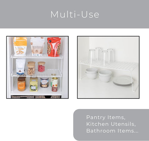 Smart Design Stacking Cabinet Shelf Rack - Extra Large 22 x 10 Inch - Steel Metal Wire Organizer for Kitchen