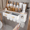 iHave Toothbrush Holders Wall Mounted with Toothpaste Dispenser & 4 Cups -