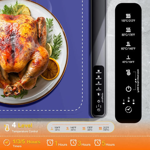 4 8 Warming Mat for Food,Food Warming Trays with Temperature Levels Seconds Heating Tech,Silicone Electric Warmer