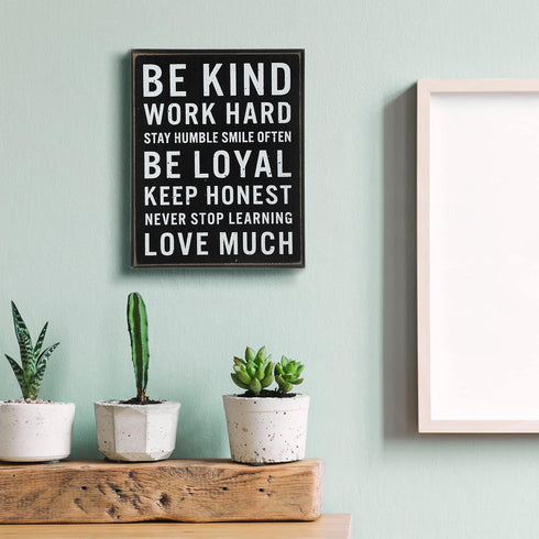 Be Kind Wooden Box Signs - Inspirational Desk Decor with Positive Quotes for Office