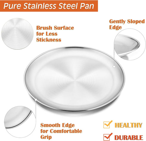P&P CHEF 12 Inch Round Pizza Pan, Stainless Steel Baking Tray, Non-toxic & Healthy, Oven & Dishwasher Safe for Home,