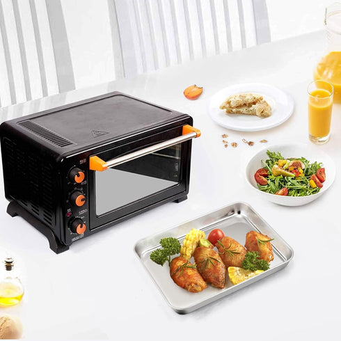 TeamFar Pure Stainless Steel Toaster Oven Pan - 7''x9.3''x1'', Heavy Duty, Dishwasher Safe