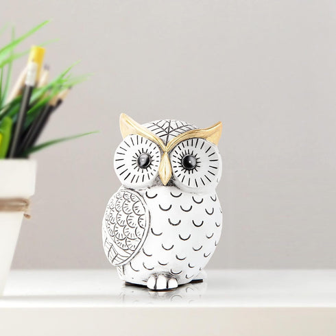 Owl Statue for Home Decor Accents,Owl Decor for Bookshelf Bedroom Living Room Office Table Desk Mantle TV Stand Boho