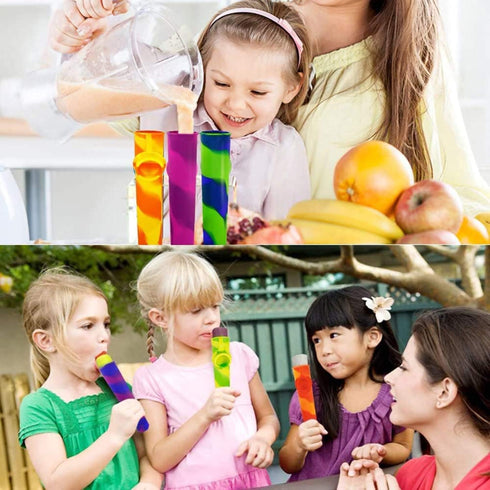 Popsicle Molds, 6 Pieces Silicone Ice Pop Molds, Drip Free Maker for Kids, BPA Free Freezer Tubes with Lids