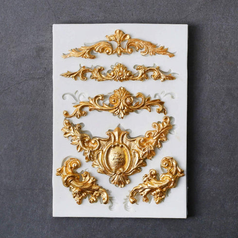 3 Pieces Baroque Silicone Fondant Molds, Scroll Border Lace Molds for Cake Decorating, Curlicues Gum Paste Candy