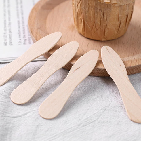 HANSGO 100PCS Mini Wooden Ice Cream Spoons - Small Dessert Tasting Sample Spoons for Crafts and Sampling