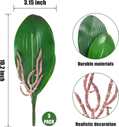 Miracliy Phalaenopsis Orchid Leaves - Fake Leaves Real Latex Touch Plants for Arrangement