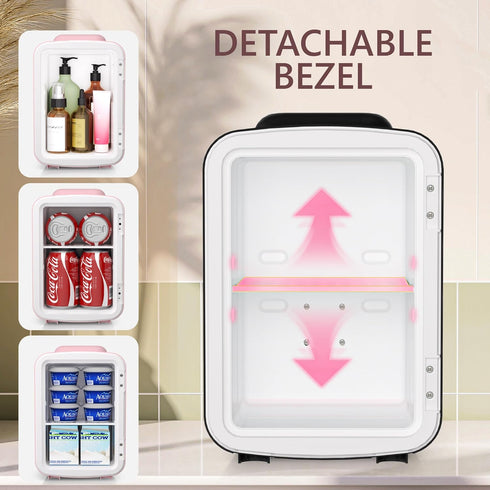 EUHOMY Mini Fridge, 4 Liter/6 Cans Portable Cooler and Warmer for Skin Care, Cosmetics, Beverage, 4L Makeup Mini Fridge