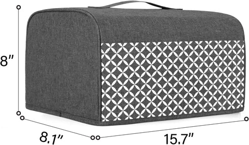 Yarwo 4 Slice Toaster Cover, Gray with Grid, Fits Most Long Slot Toasters, Pockets and Top Handle