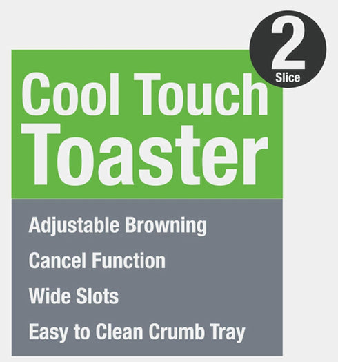 Continental Electric CE-TT011 2 Slice Electric Toaster, White