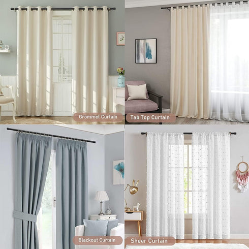 Extra Long Blackout Curtain Rods - 120-inch to 175-inch Heavy Duty Adjustable Outdoor Curtain Rods for Windows, Black