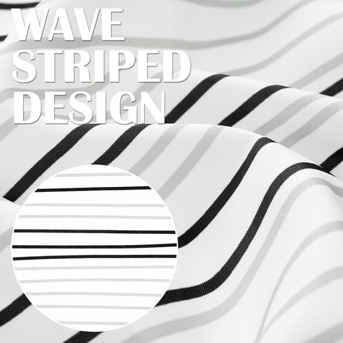 jinchan Black Grey White Striped Shower Curtain, Waterproof Fabric Set with Hooks, 70x72 inches Modern Abstract