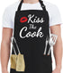 Funny Aprons for Women Men - Kiss the Cook Apron, Funny Chef Cooking BBQ Grill Aprons with 2 Pockets, Gift for Mom, Dad