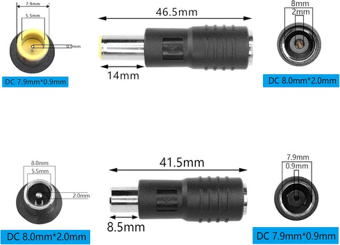 YAODHAOD DC8mm Connector 2pcs, DC7909 Male to DC8020 Female and DC7909 Female to DC8020 Male Adapter for Solar Panel RV