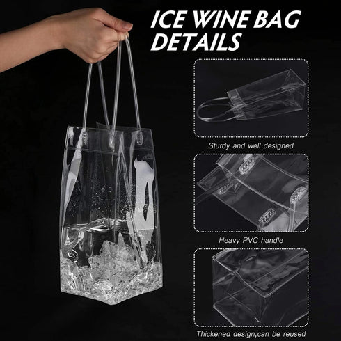 WAONIQ Ice Wine Bag, Portable Collapsible Clear Wine Pouch, 3 Pack for Wedding Party Travel