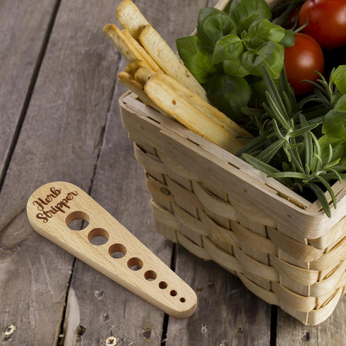 Herb Stripper Wooden Vegetable Leaf Remover, Rustic Safe Kitchen Tool for Cooking Gifts