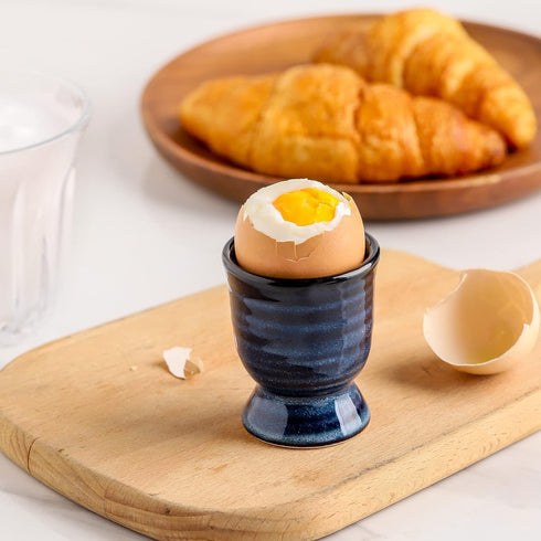 Hasense Ceramic Egg Cups for Soft Boiled Eggs, Porcelain Holders for Hard Boiled Eggs, Set of 2 Decorative Kitchen