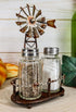 Ebros 6.5" Tall Rustic Country Farm Windmill Salt And Pepper Shakers Holder Display Stand Set in Aged Bronze Finish