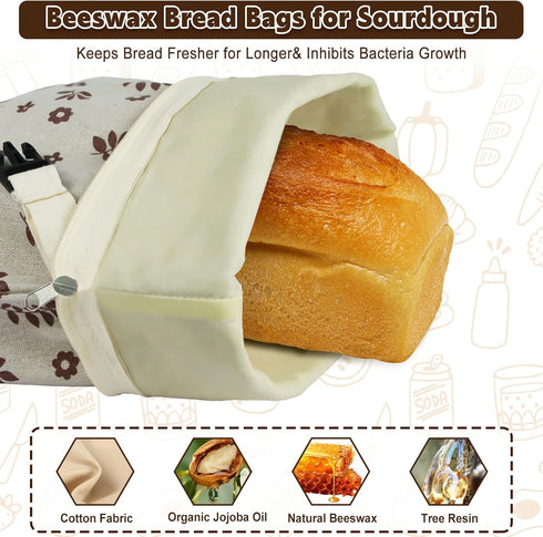 2 Pack 10 Reusable Bread Bags for Homemade Bread Sourdough, XL Bread Bag with Zipper, Pcs Large Paper Bags with Window