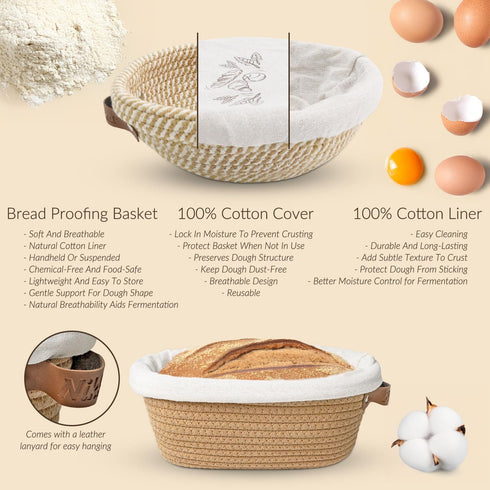 12 Set Nikkar Complete Sourdough Starter Kit with Bamboo Storage Rack Bread Baskets, Sourdough Bread Baking Supplies