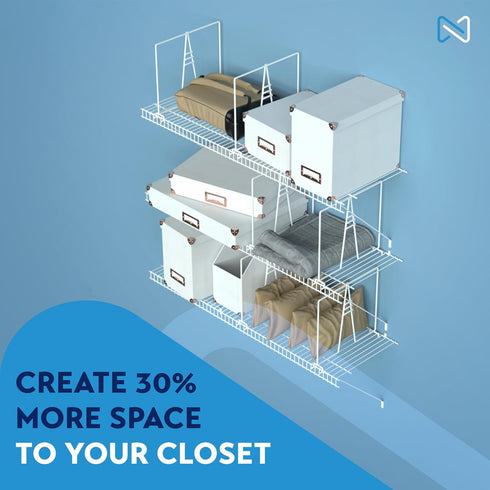 Closet 8-Pack Set-Up Closet 12 inches 12 inches White Wire Shelf Dividers for Organization Sturdy and Easy Shelf