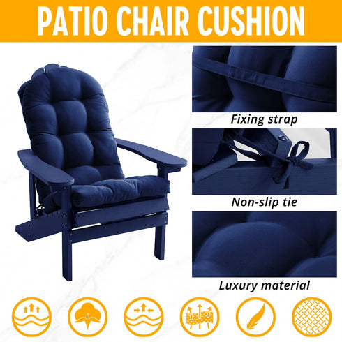 1) FILUXE Adirondack & Rocking Chair Cushion, High Back Patio Cushions - Waterproof Solid Tufted Pillow, Indoor/Outdoor