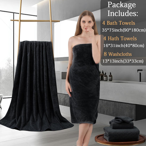 8-Piece Set,2 Sheet,2 4 600 Set,Highly Black Bath Towels Oversized Large Bath Towels Hand Towels and Washcloths - GSM