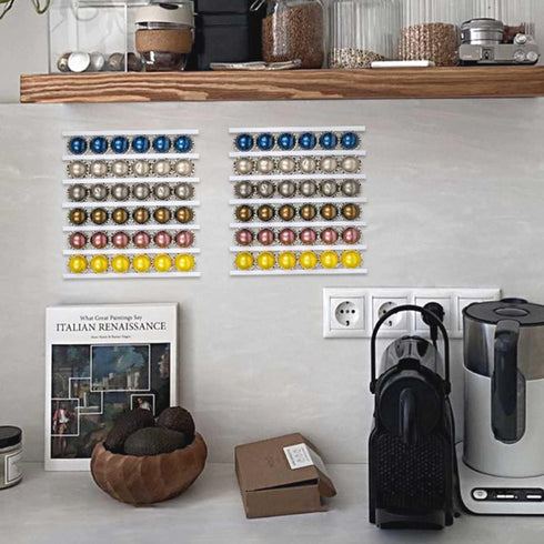 Nespresso Pods Holder, k-Cup Organizer Storage for Coffee Bar Accessories, Wall Mount Under Cabinet Coffee Maker