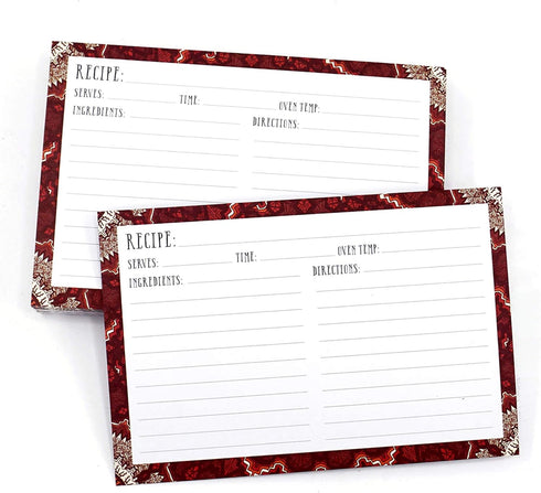 Ring Binder Depot Recipe Cards Lined with Maroon and White Design 4 x 6 Inch on Premium Thick Card Stock (Pack of 50)