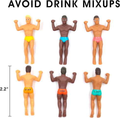 NPW Drinking Buddies Drink Markers, Wine Glass Charms, 6 Count, Novelty Gifts for Parties
