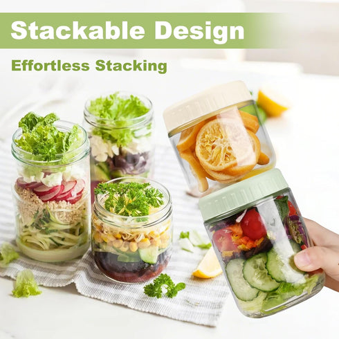 24oz 8 SHOWIN Overnight Oats Containers with Lids, Glass Jars with Lids pcs, Light Blue, Wide Mouth Mason jars