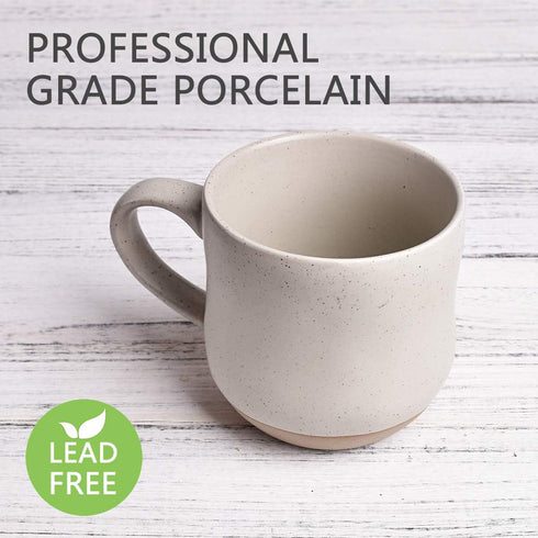 Bosmarlin Large Stoneware Speckled Coffee Mug - Big Ceramic Tea Cup, 17 Oz, Dishwasher and Microwave Safe (White, 1)