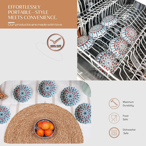 novamem since 2024 6 Pack 3.74 inch NOVAMEM Metal Snack Bowls Small Sauce Bowls with Mediterranean Design Ideal