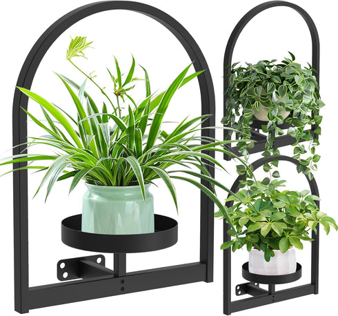 3 Pack PEKGRIL Wall Plant Holders, Metal Window Planters Shelves, Indoor Plants Stands, Wall Decor Planter Hanging