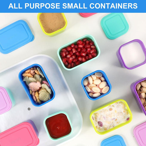 Set 8, 4pcs 3oz 4pcs 5oz Caperci Small Food Containers with Lids of & Leakproof Stackable Storage Containers