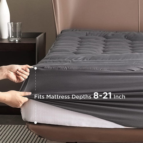 Bedsure Twin Size Mattress Pad - Soft Padded Quilted Mattress Cover, Fitted Protector with 8-21" Deep Pocket,