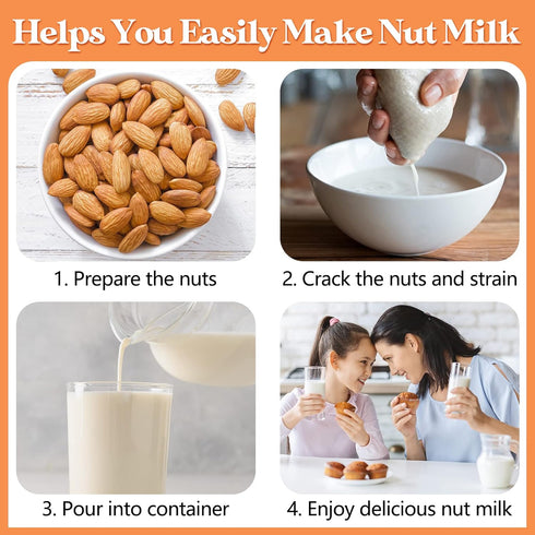 12 8 12 Inch Tudomro Pcs Nut Milk Bag Reusable Food Safe Nylon Bag Strainer Nut Milk Mesh for Straining Almond, Coffee