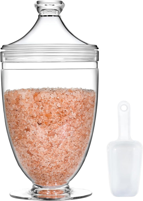 Wongblee Large Acrylic Jar with Lid 46 oz, Bath Salt Container with Scoop,