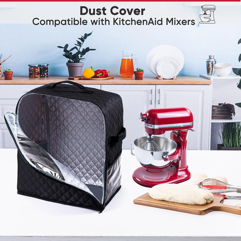 BAGSPRITE Stand Mixer Cover with Appliance Sliders Base for KitchenAid Mixer, Storage Bag with Pockets for Accessories