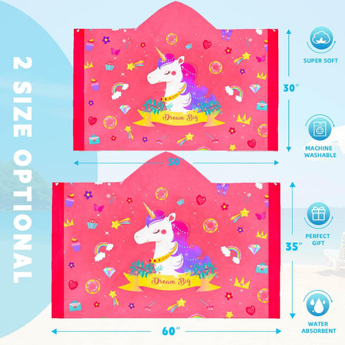 Swimming 7-10 35 60 Unicorn Beach Towel Red Polyester Camping Towels for Girls Kids Beach Blanket Pool Travel Bath