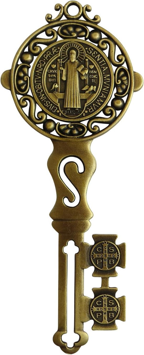 Angelitos de Mexico Big Saint Benedict Key for Home Protection Wall Decor to Hang on Door