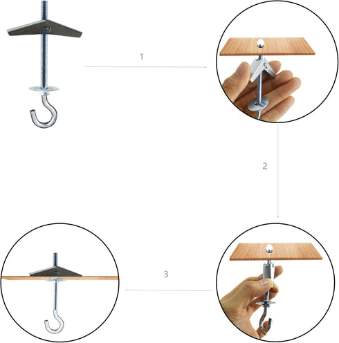 Alovexiong 4 Pack Carbon Steel Plasterboard Ceiling Hooks - Heavy Duty Spring Toggle Wing Bolts for Hanging