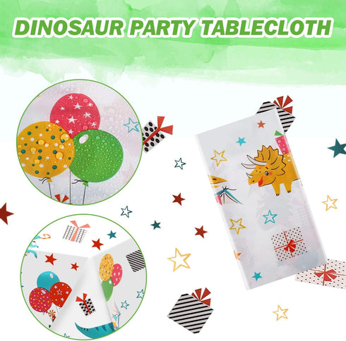 2 Pack Dinosaur Graduation Tablecloths, Dino Table Cover for Birthday, Kindergarten Preschool Grad, 52" X 87"