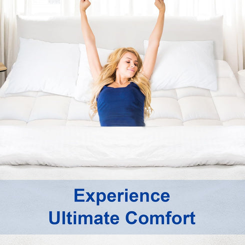 KAYFIA Queen Mattress Topper, Extra Thick Plush Pillow Top Mattress Pad Cover with 8-23 Inch Deep Pocket, White