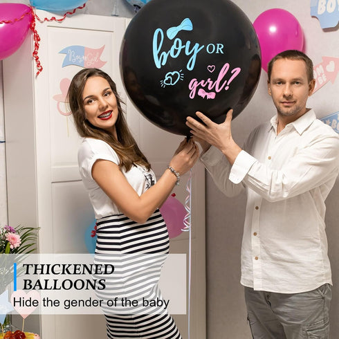 Thickened Gender Reveal Balloon - 2pcs Confetti Balloons with Pink and Blue Confetti – 36 Inch for Photos