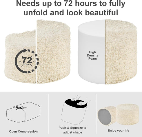 20 15, Hansleep Round Stuffed Pouf Ottoman x Foam Filled Faux Fur Ottoman Foot Rest for Chair with Washable Cover, Foot
