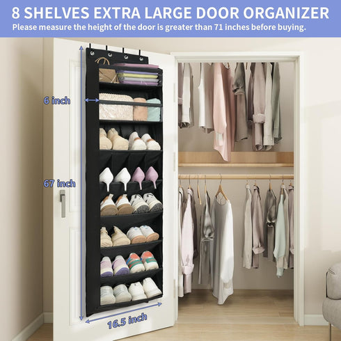 1 Pack 8 68" Closet, FENTEC Shelves Over The Door Shoe Organizer, Exlarge Deep Pockets Hanging Shoe Organizer, Shoe