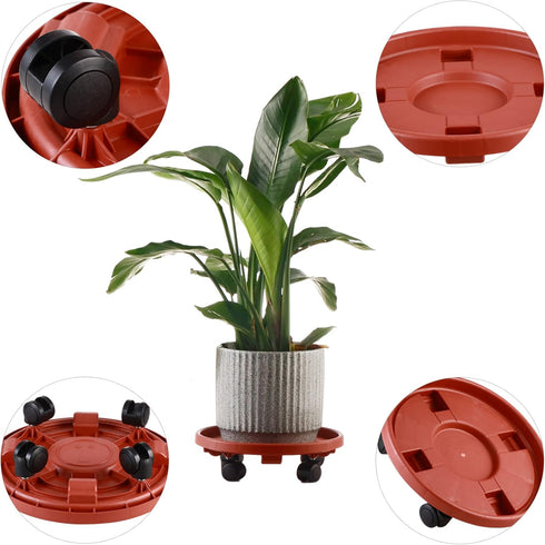 3 Packs 13" Large Plant Caddy with Wheels Rolling Plant Stands Heavy-duty Plastic Plant Roller Base Pot Movers Plant