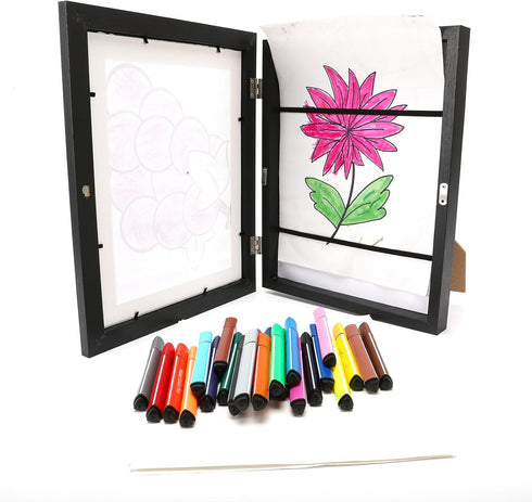Kids Art Frame, Black, Changeable Display 8.5"×11" or 7"×9" with Magnetic Door for Children Artwork